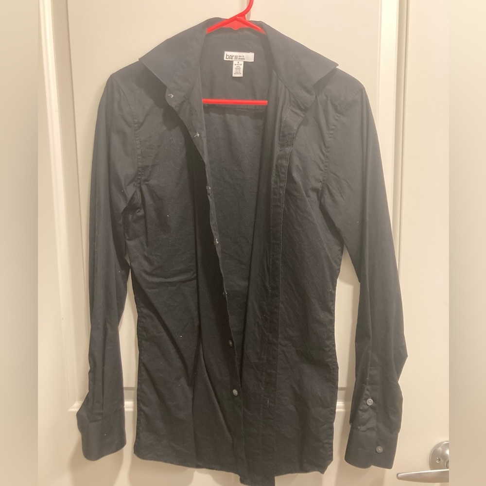 Bar III Men’s long sleeve classic black button-down. Size Small/14-14.5 neck.